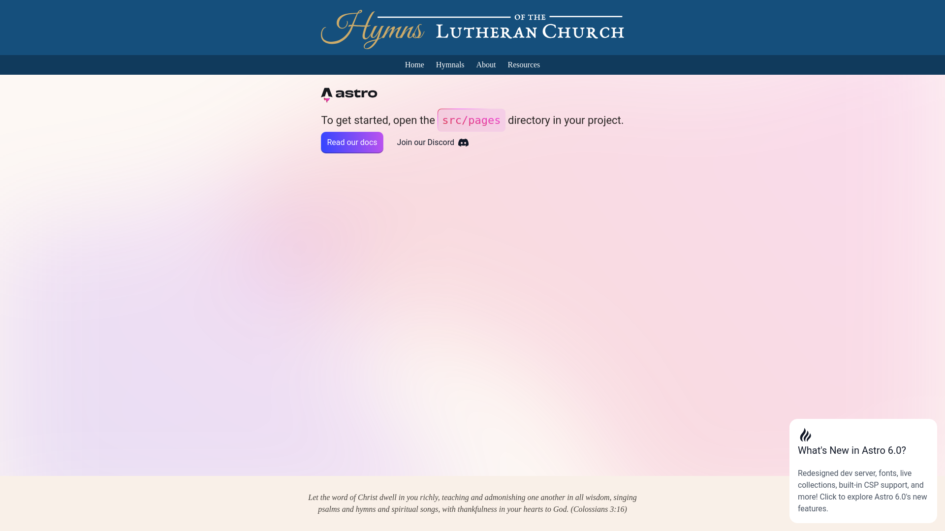 website screenshot of https://lutheranhymnary.pages.dev/