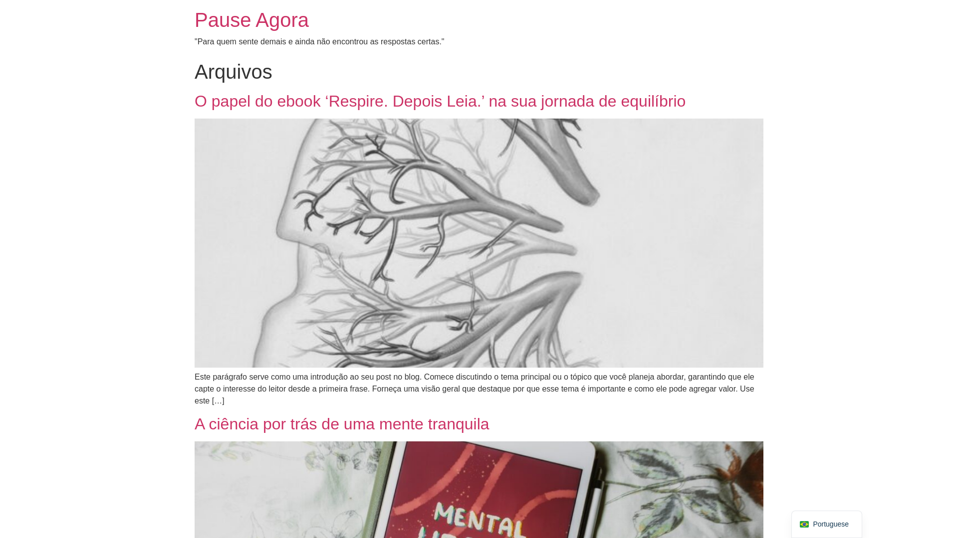 website screenshot of https://pausaagora.com.br/