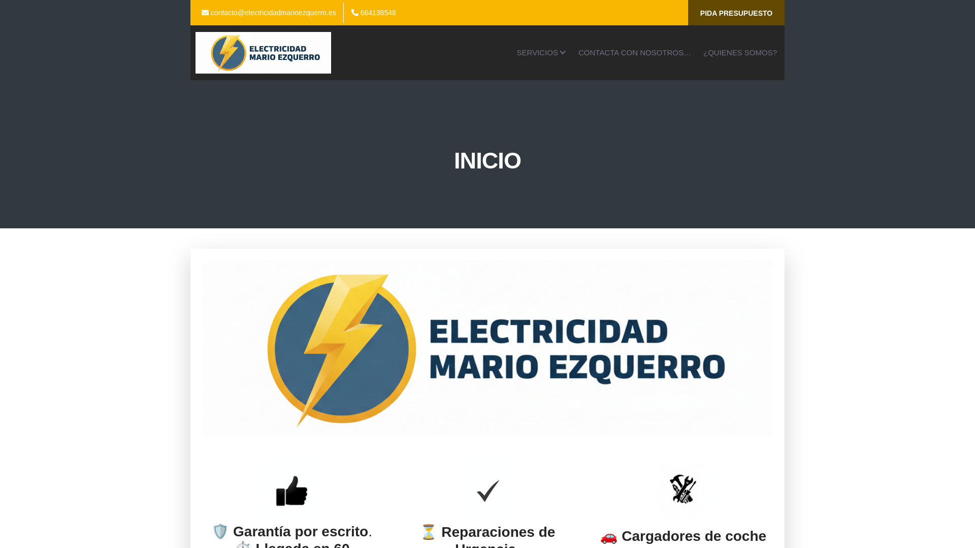 website screenshot of https://electricidadmarioezquerro.es/
