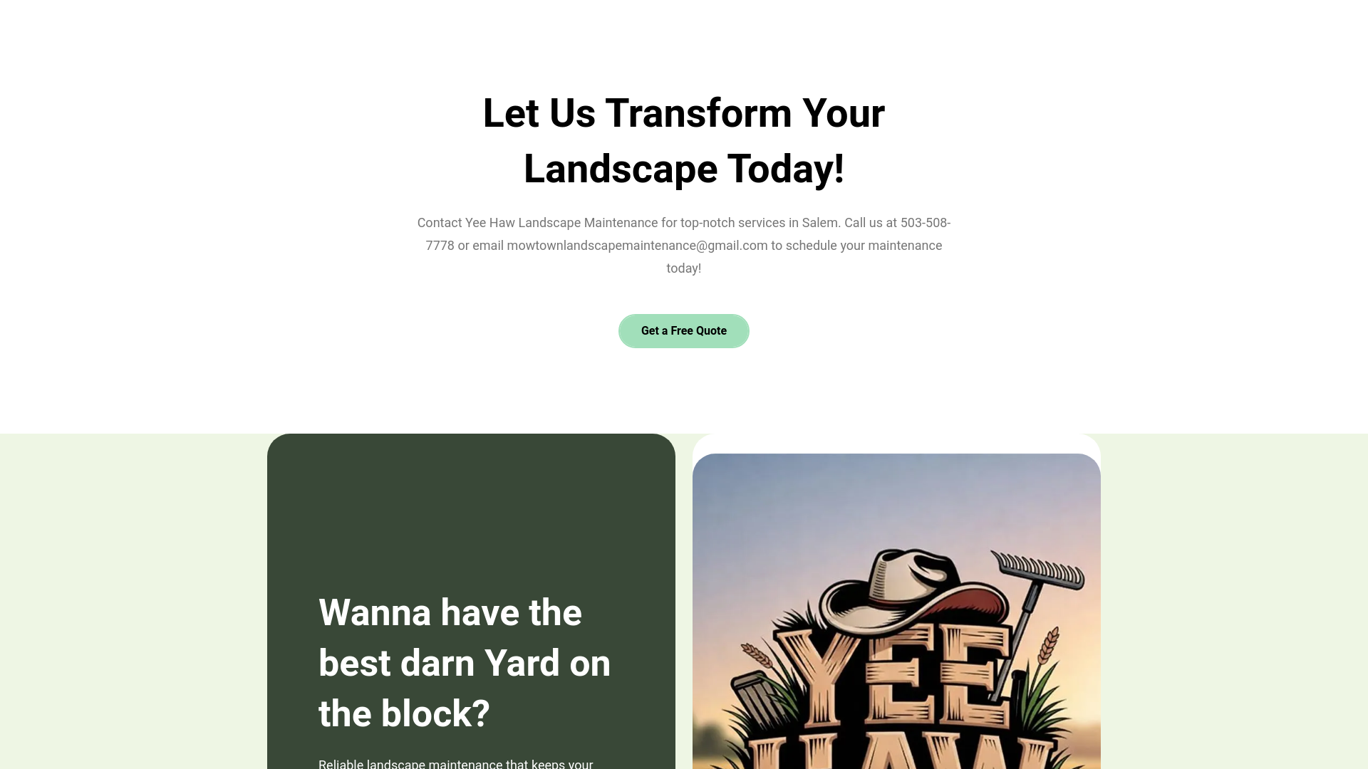 website screenshot of https://yeehawtreeservice.com