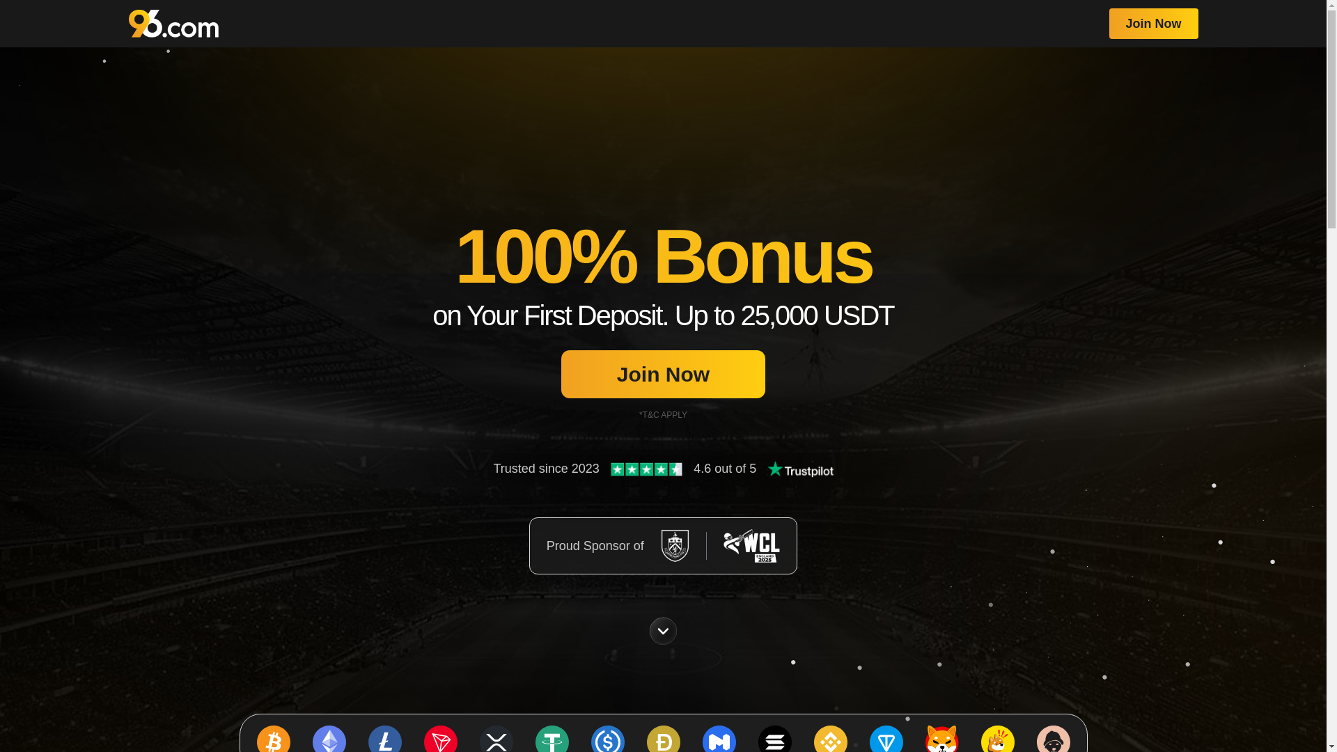 website screenshot of https://96trustedbet.com/