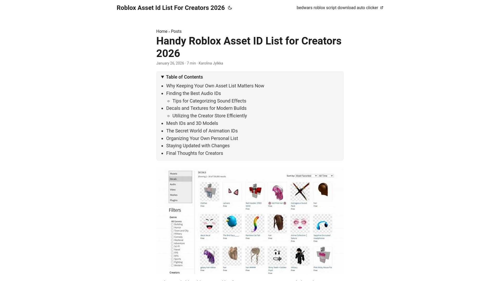 website screenshot of https://roblox-asset-id-list-for-creators-2026.pages.dev/