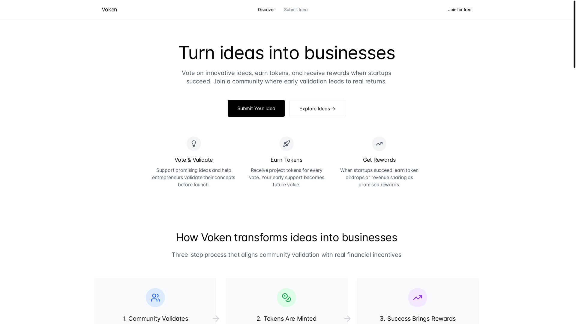 website screenshot of https://voken.ai/