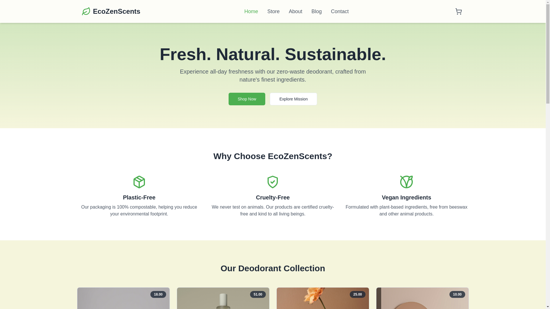 website screenshot of https://ecozenscents.com/