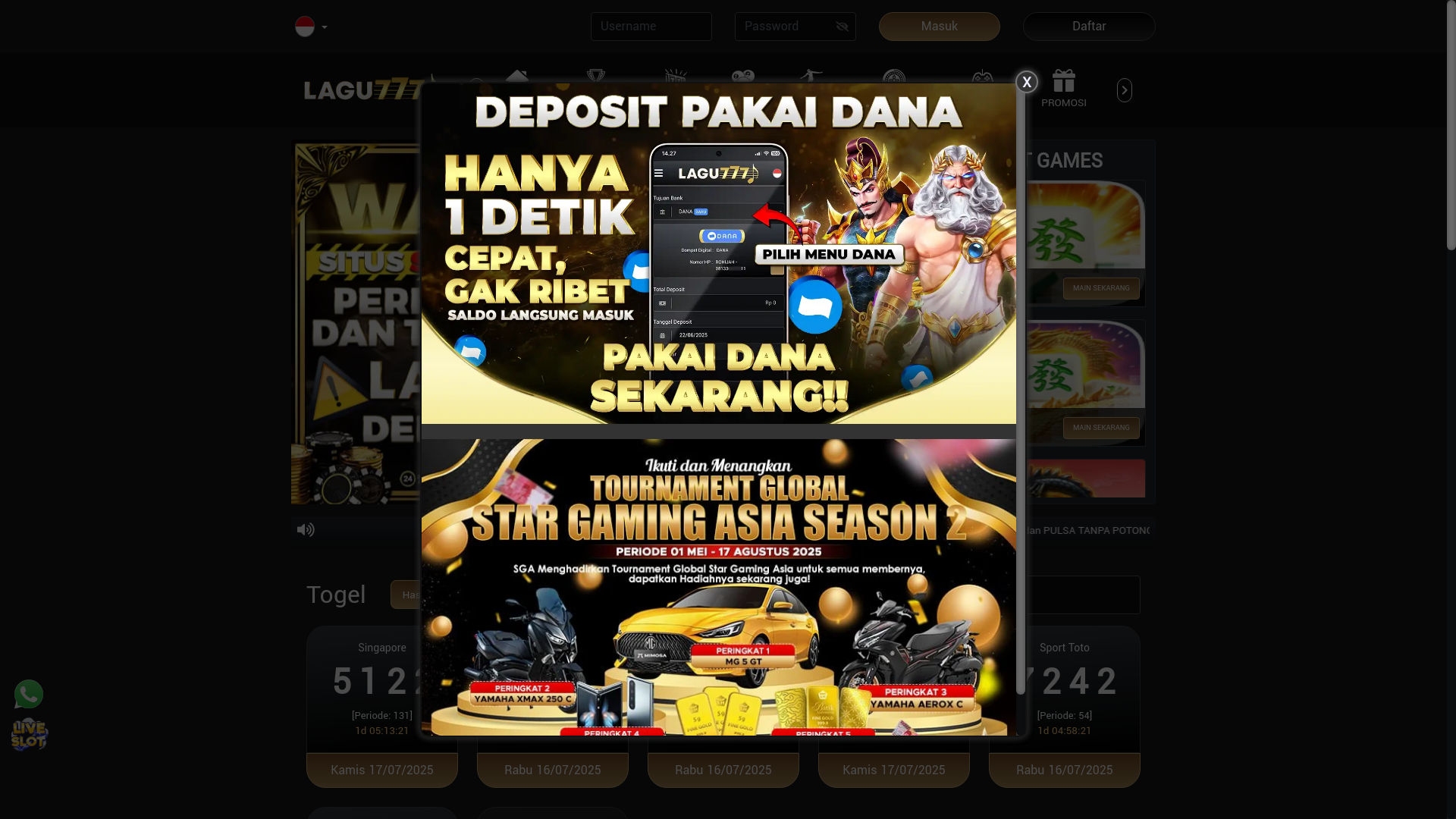 website screenshot of https://2main-lagu777.info/