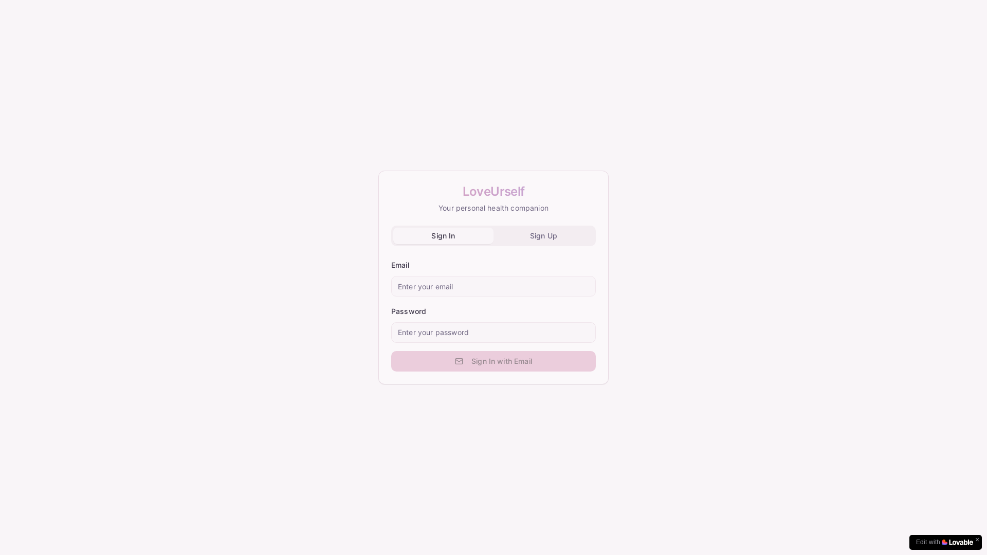 website screenshot of https://loveurself.app/