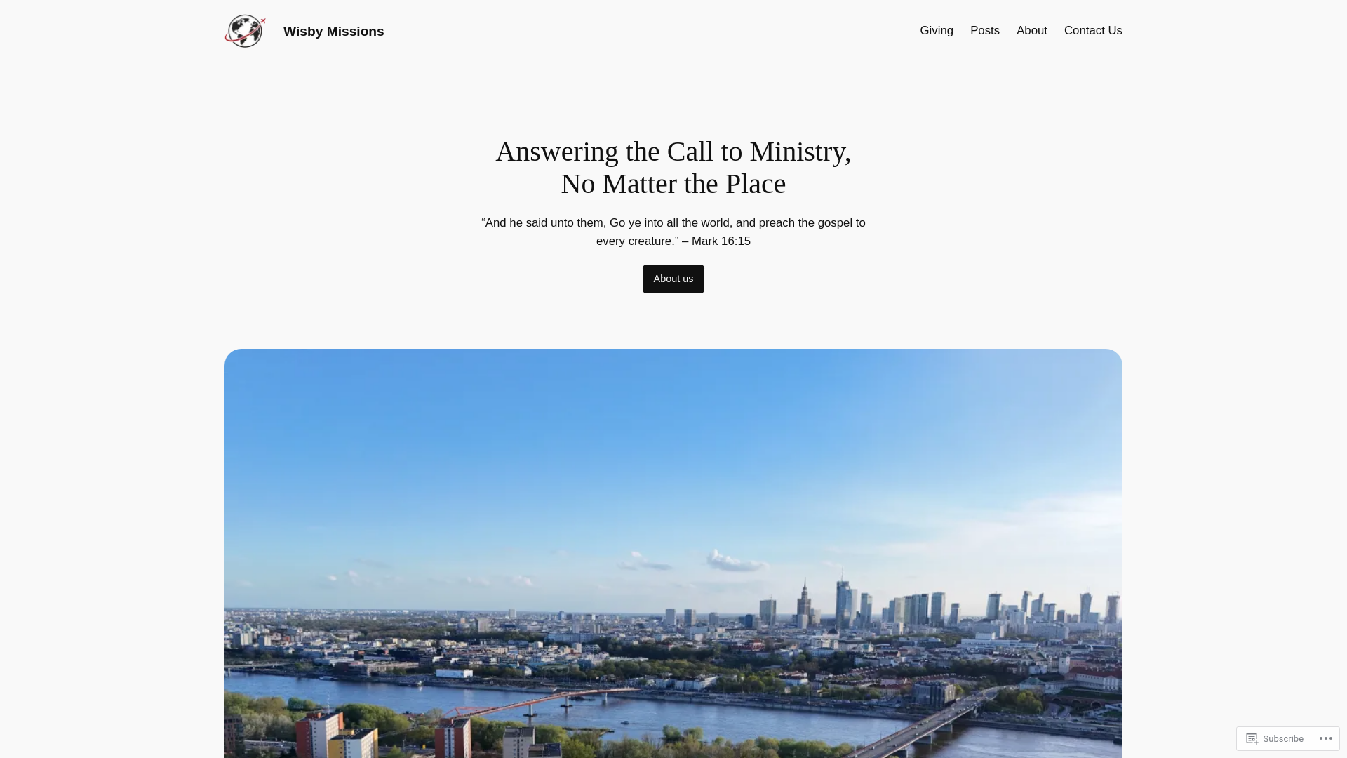 website screenshot of https://wisbymissions.org/