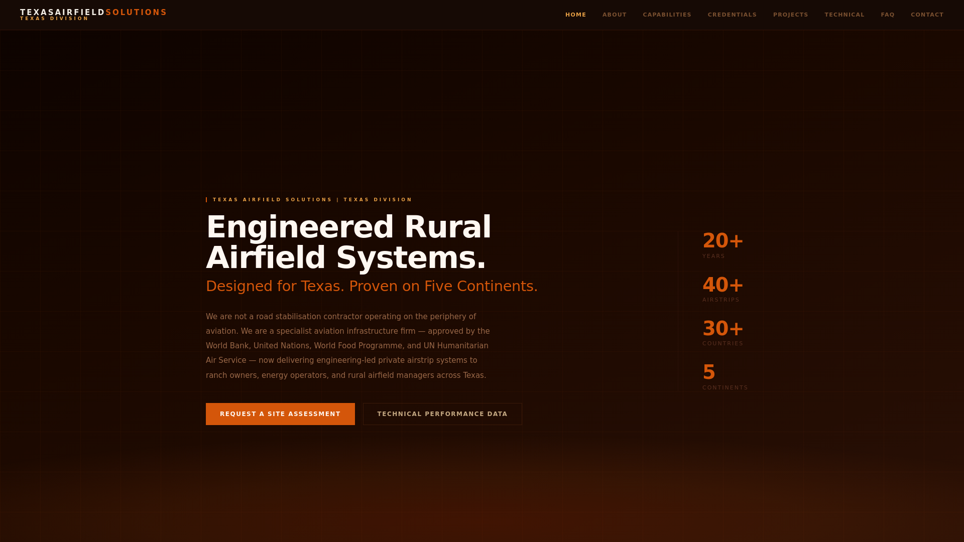 website screenshot of https://texasairfieldsolutions.pages.dev/