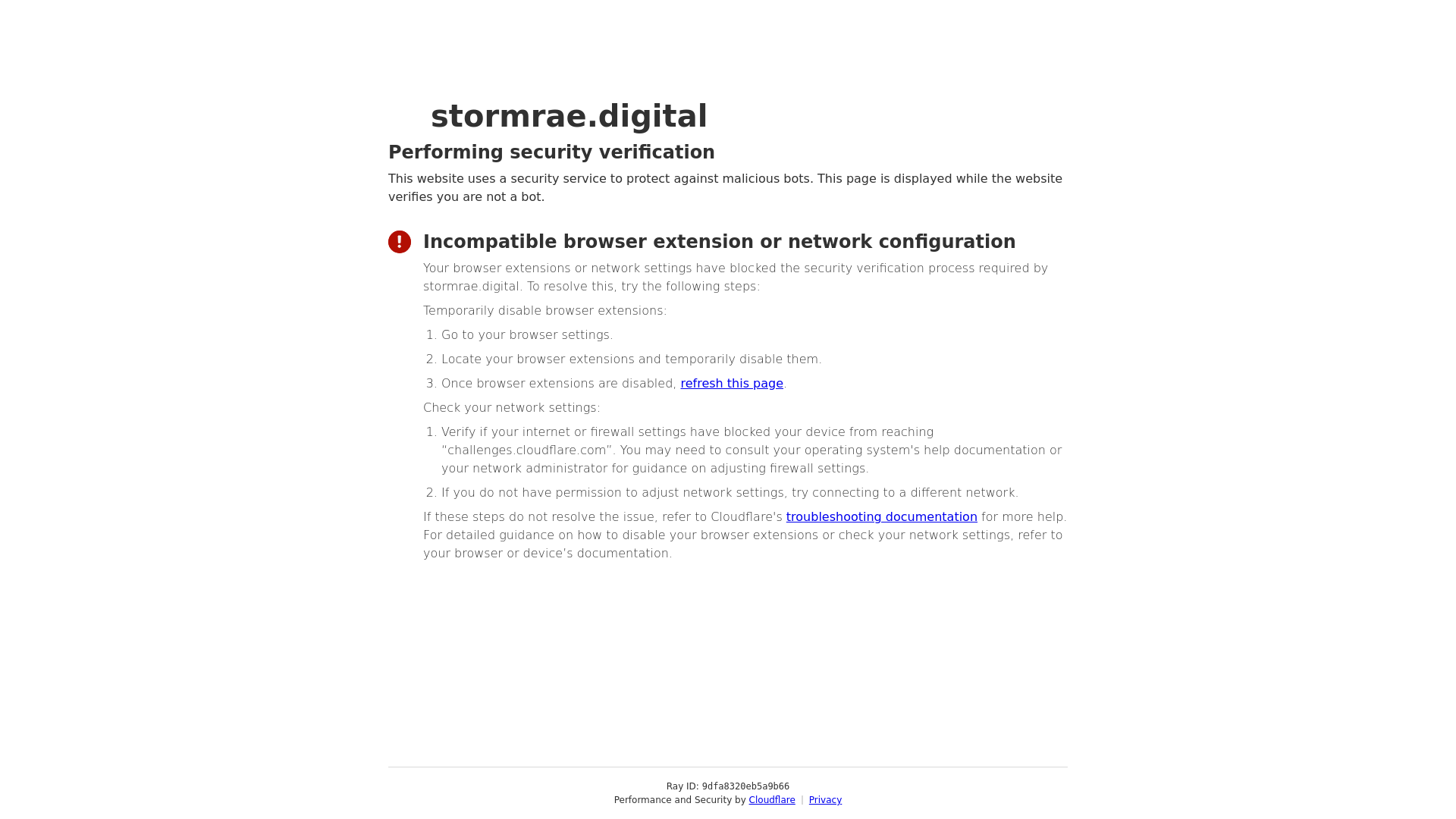 website screenshot of https://stormrae.digital