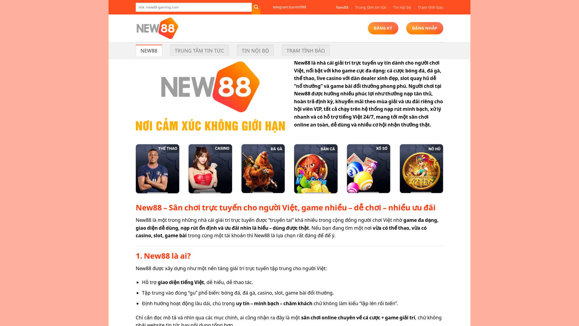 website screenshot of https://new88-gaming.com/