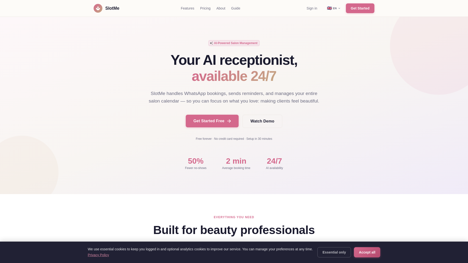 website screenshot of https://slotme-frontend-dev.pages.dev/