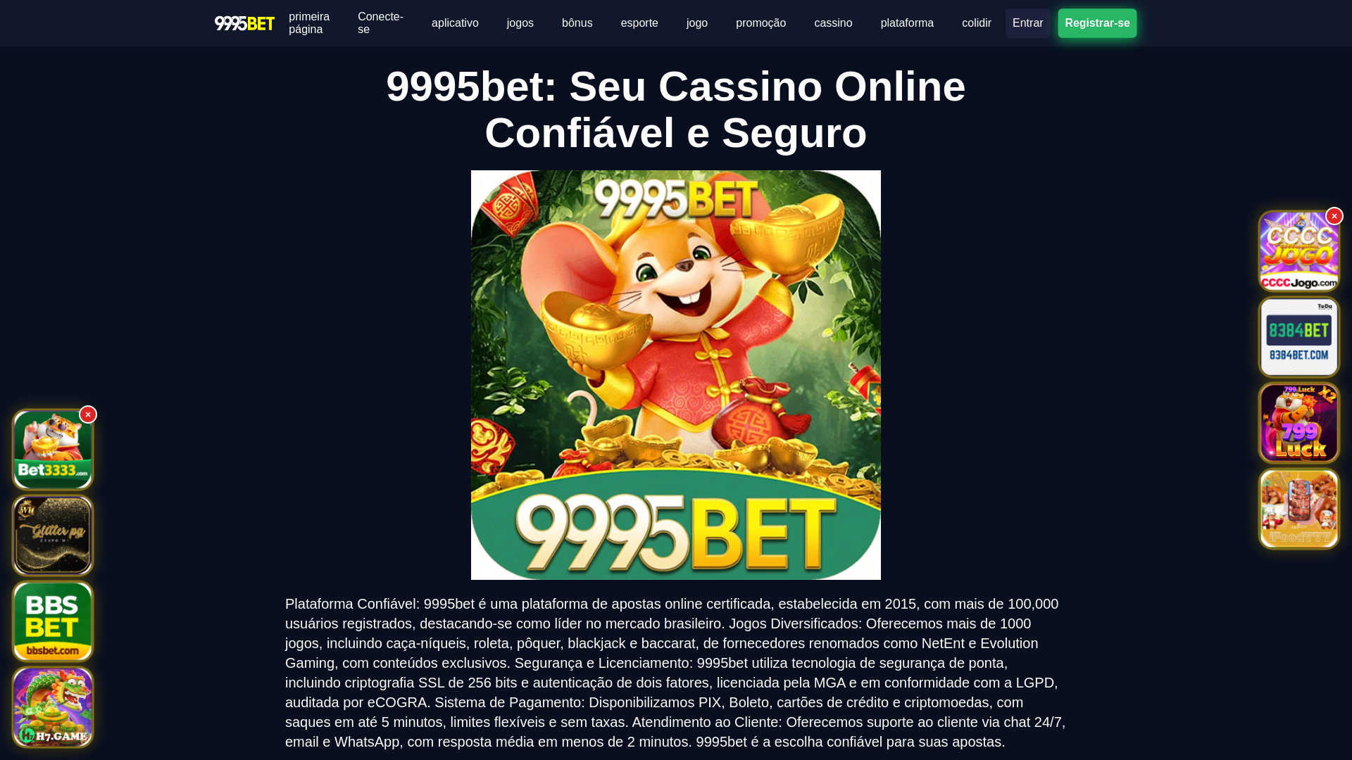 website screenshot of https://9995betvip.com.br