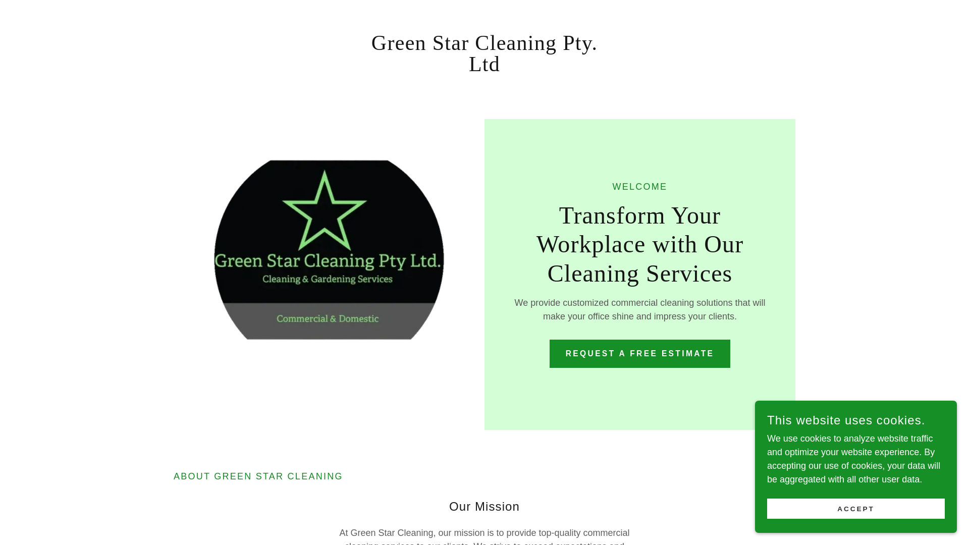website screenshot of https://greenstarcleaning.com.au
