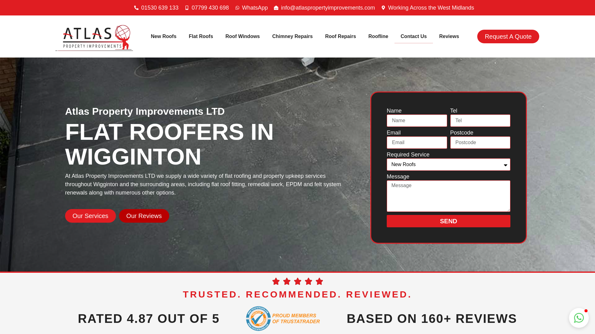 website screenshot of https://flatroofswigginton.co.uk/