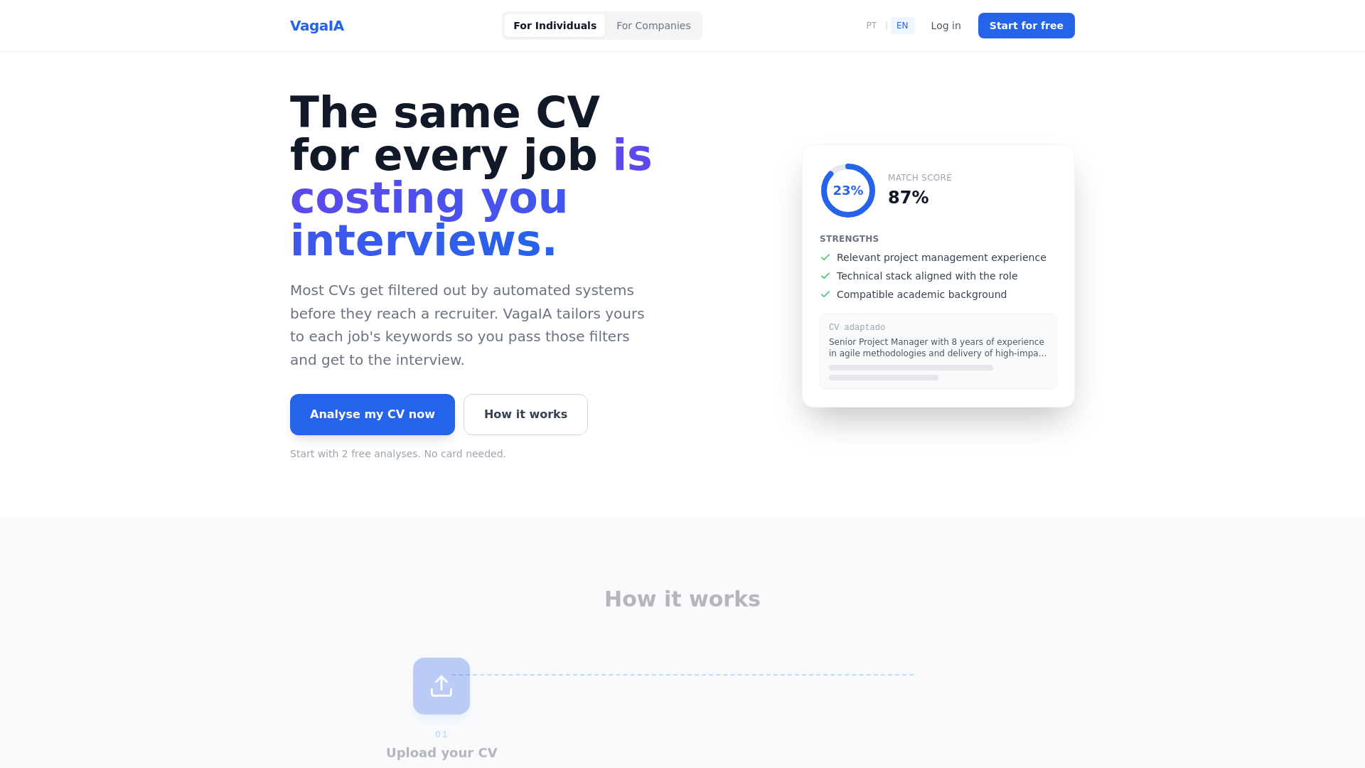 website screenshot of https://vagaia.pt/