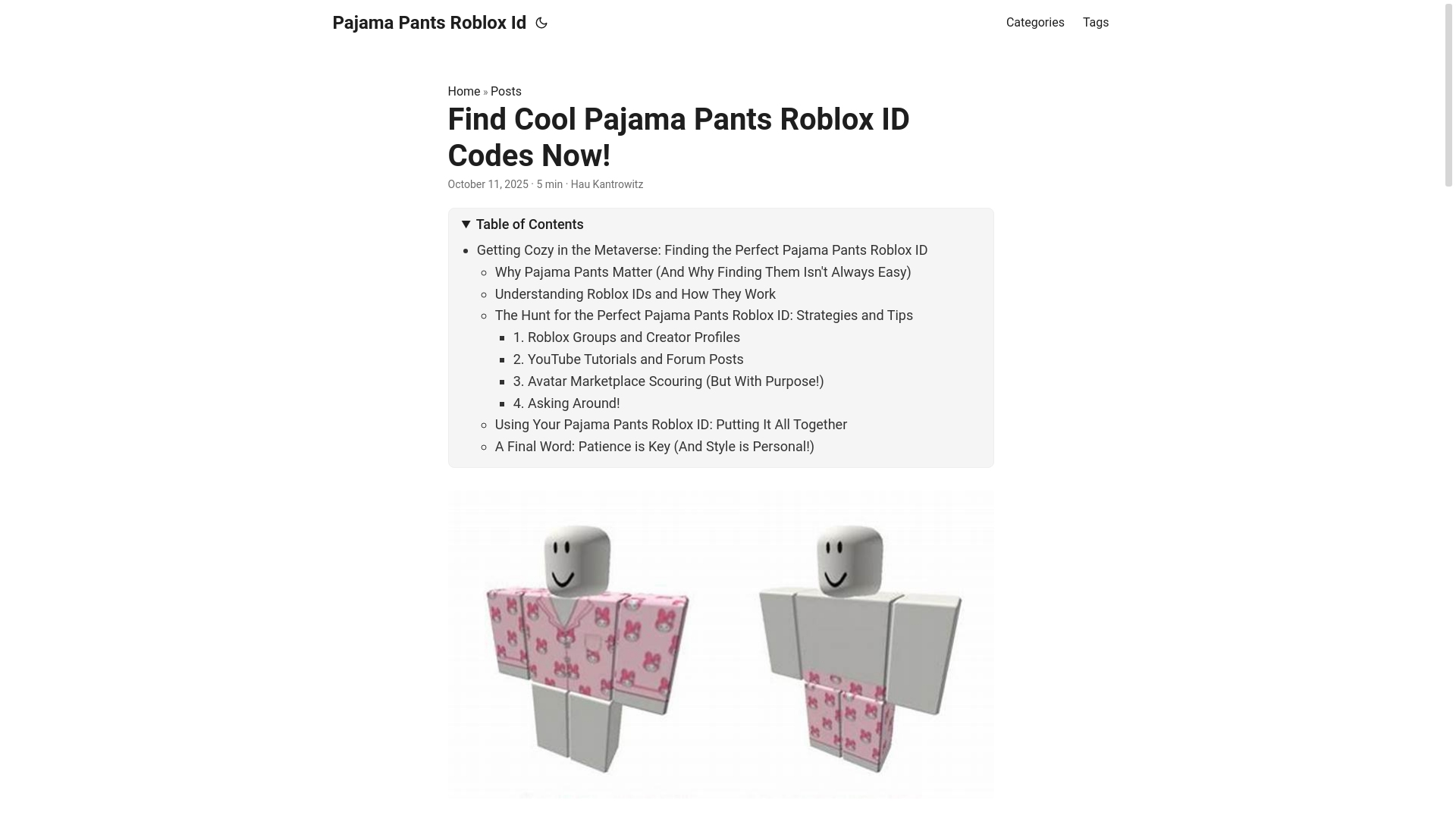 website screenshot of https://pajama-pants-roblox-id.pages.dev/