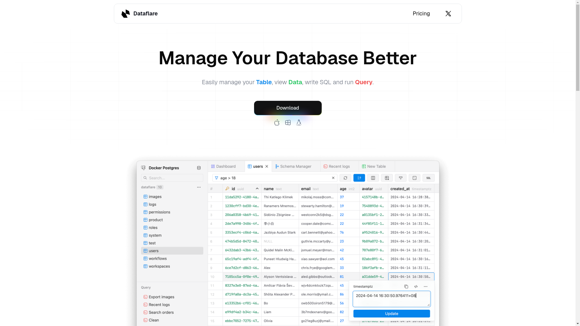 website screenshot of https://dataflare.pages.dev/