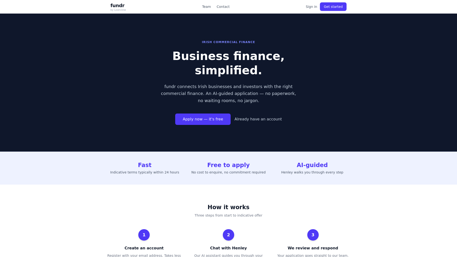 website screenshot of https://loanview.ie/