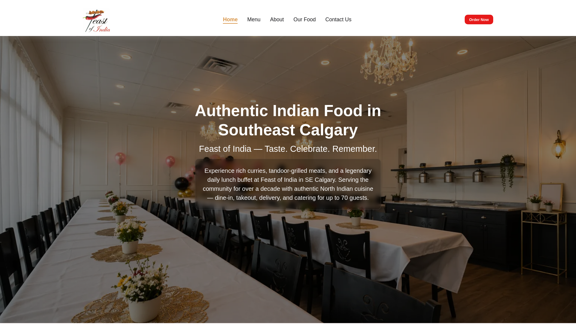 website screenshot of https://feastindia.ca/