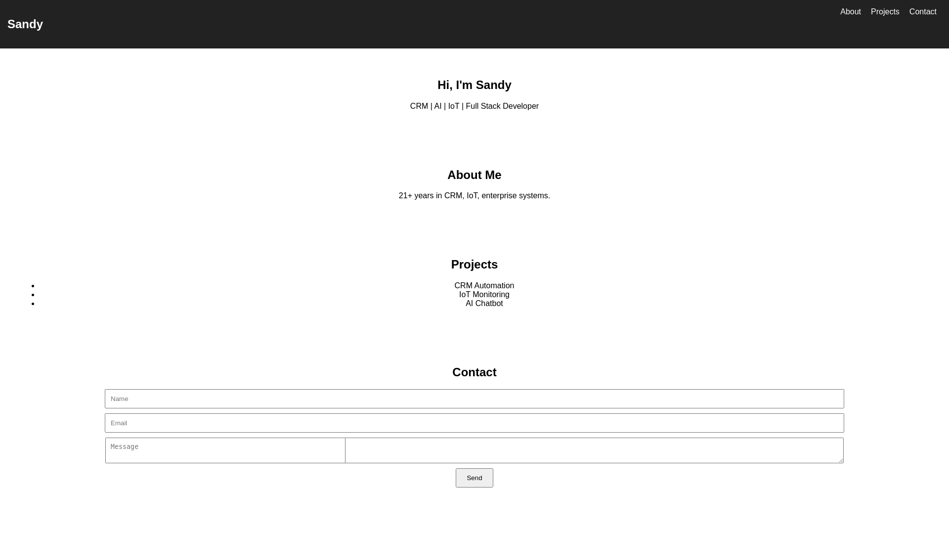 website screenshot of https://sandysandeep.com/