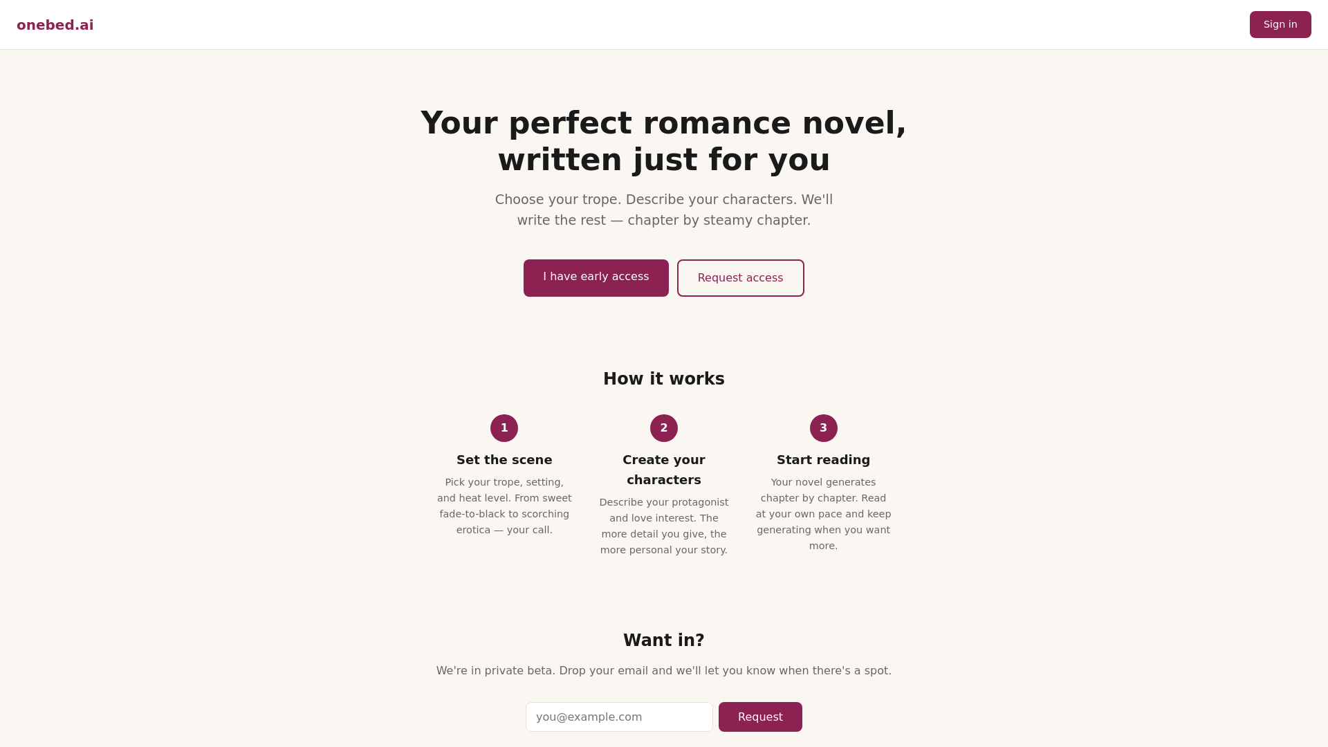 website screenshot of https://onebed.pages.dev/