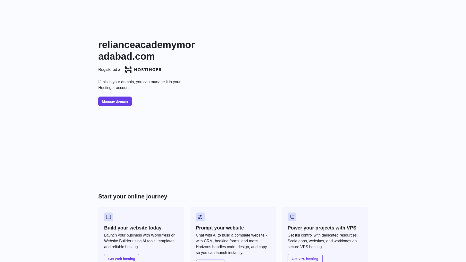 website screenshot of https://relianceacademymoradabad.com/