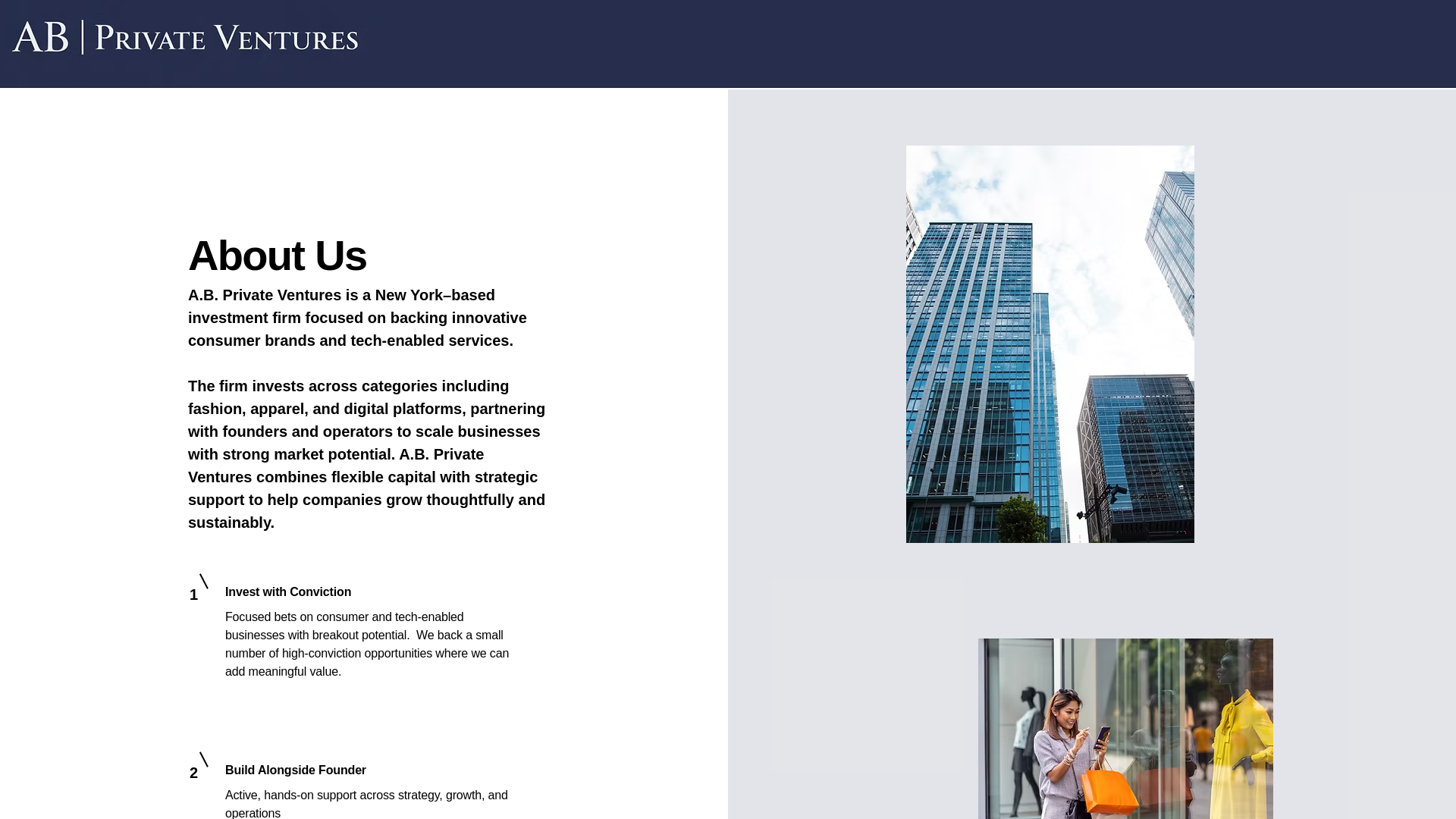 website screenshot of https://abprivateventures.com