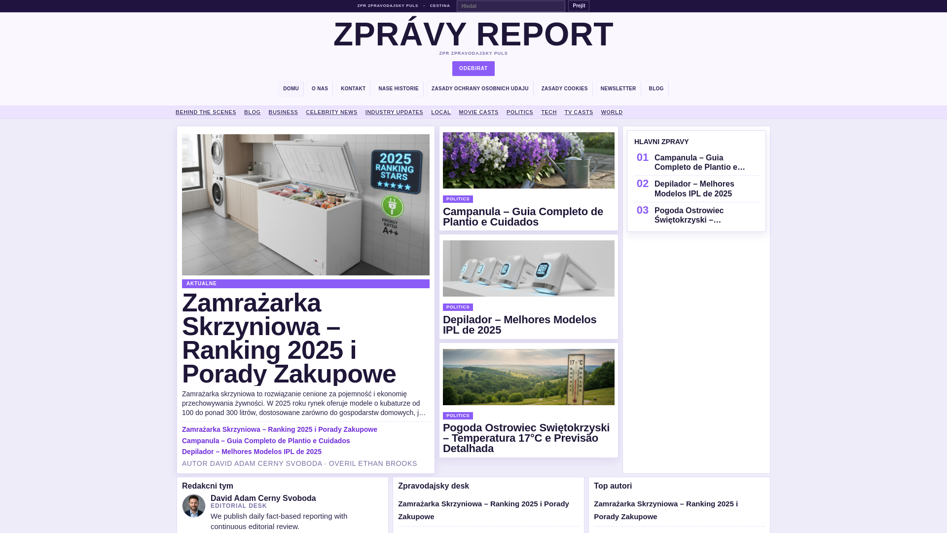 website screenshot of https://zpravyreport.cz/