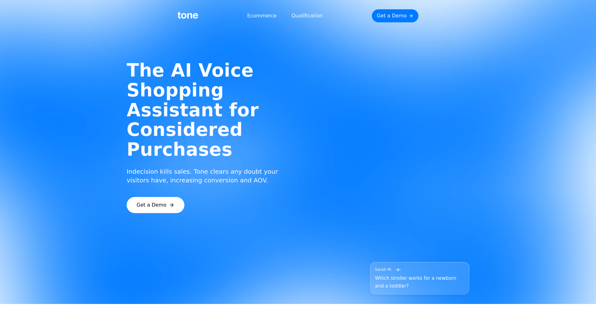 website screenshot of https://toneecommerce.com/