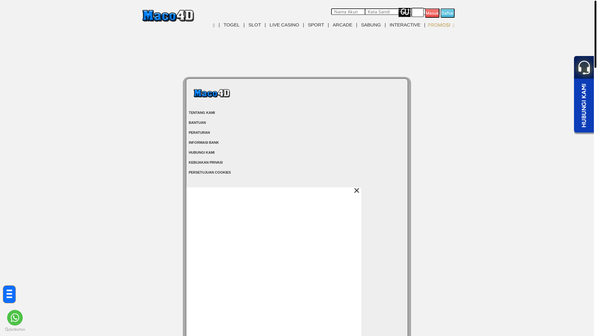 website screenshot of https://maco4dhklive.online/