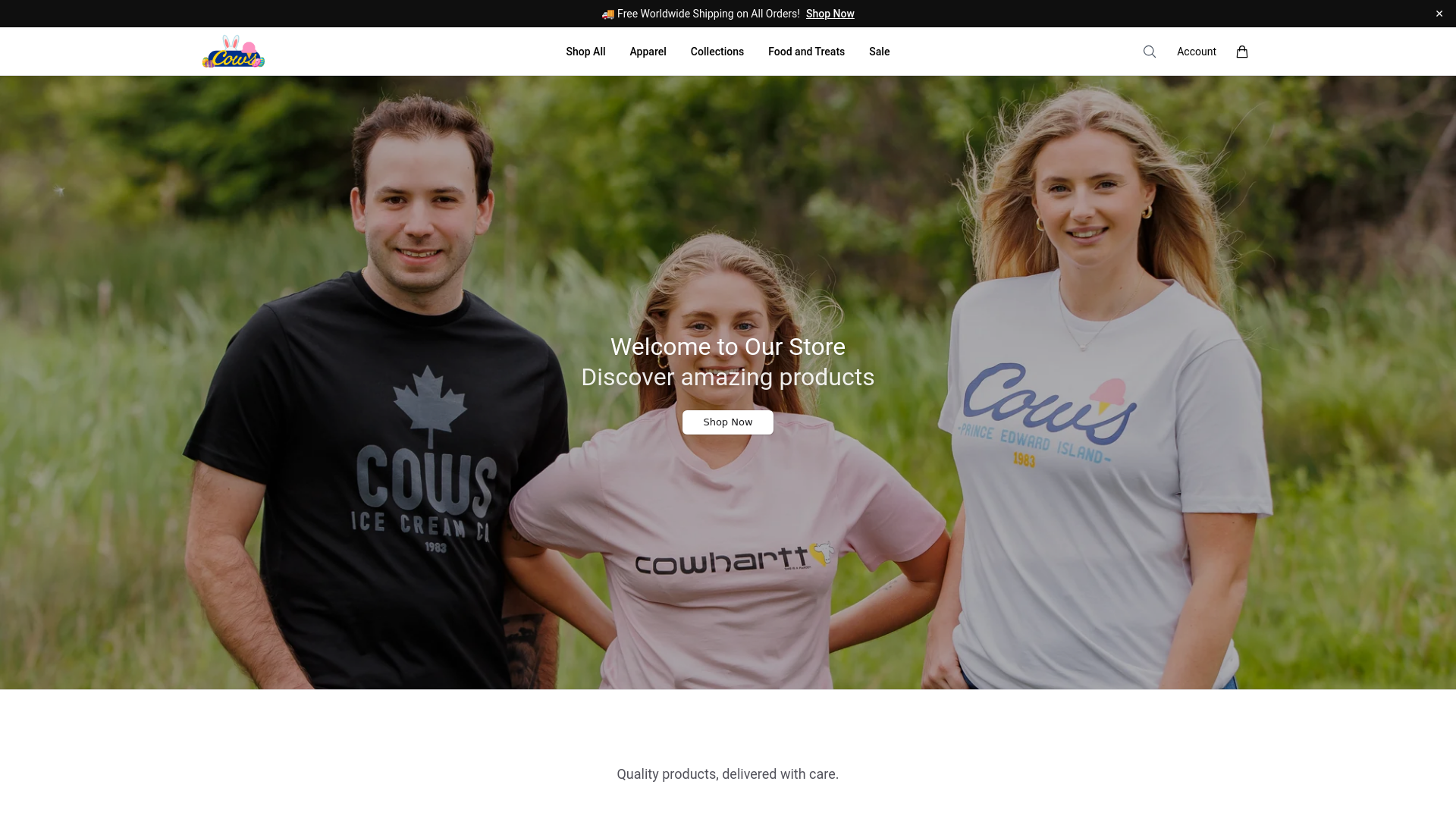 website screenshot of https://cowsselect.shop