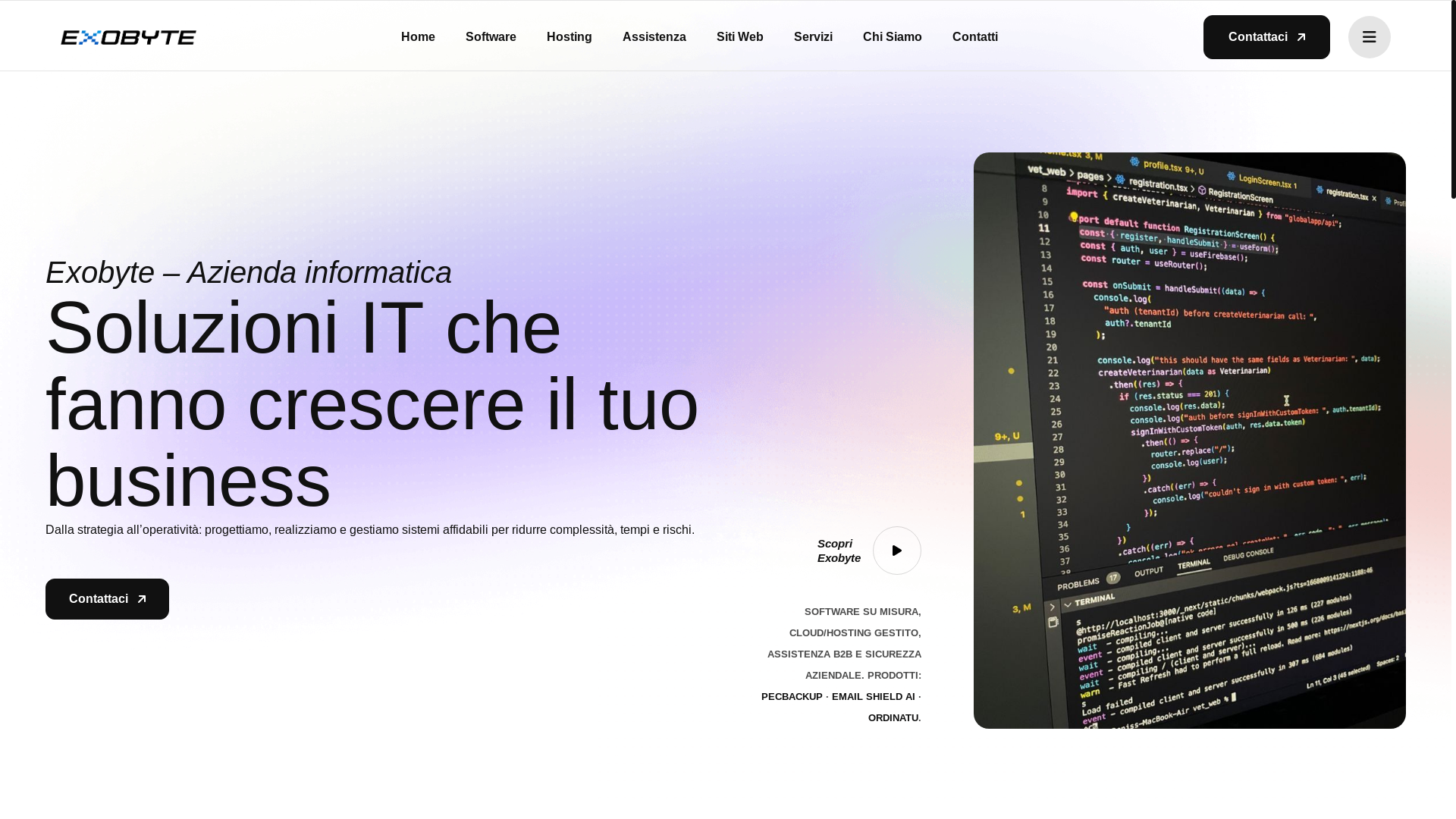 website screenshot of https://exobyte.it/