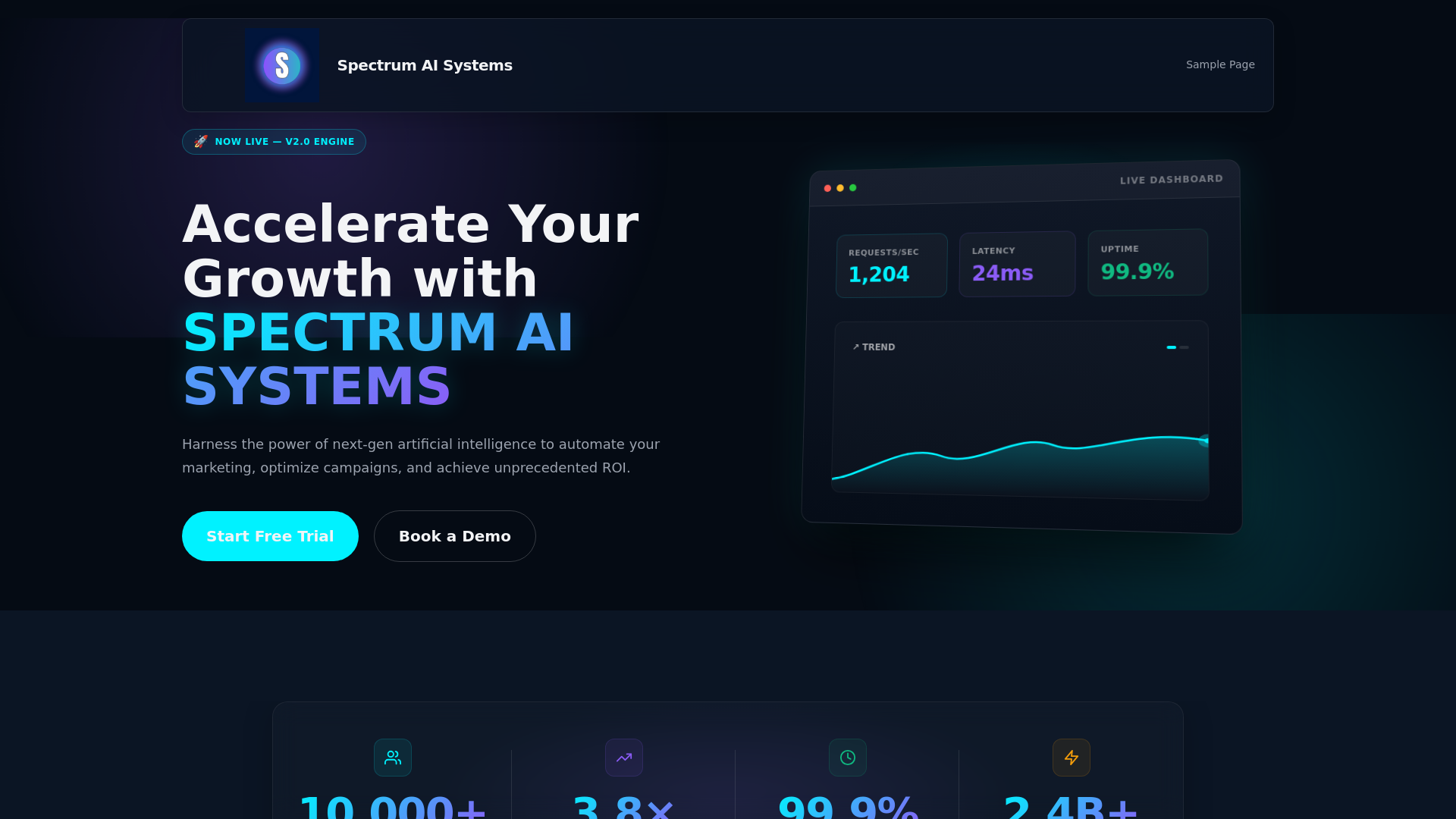 website screenshot of https://spectrumaisystems.com