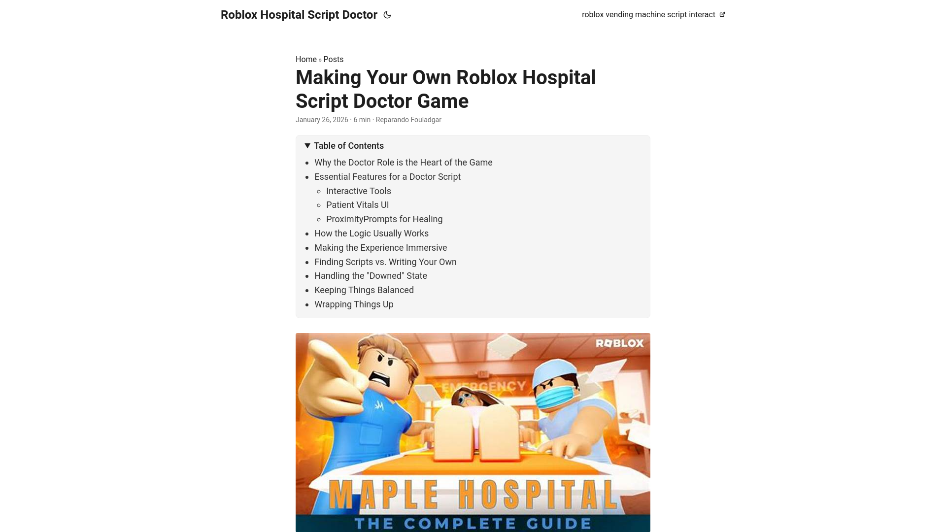 website screenshot of https://roblox-hospital-script-doctor.pages.dev/