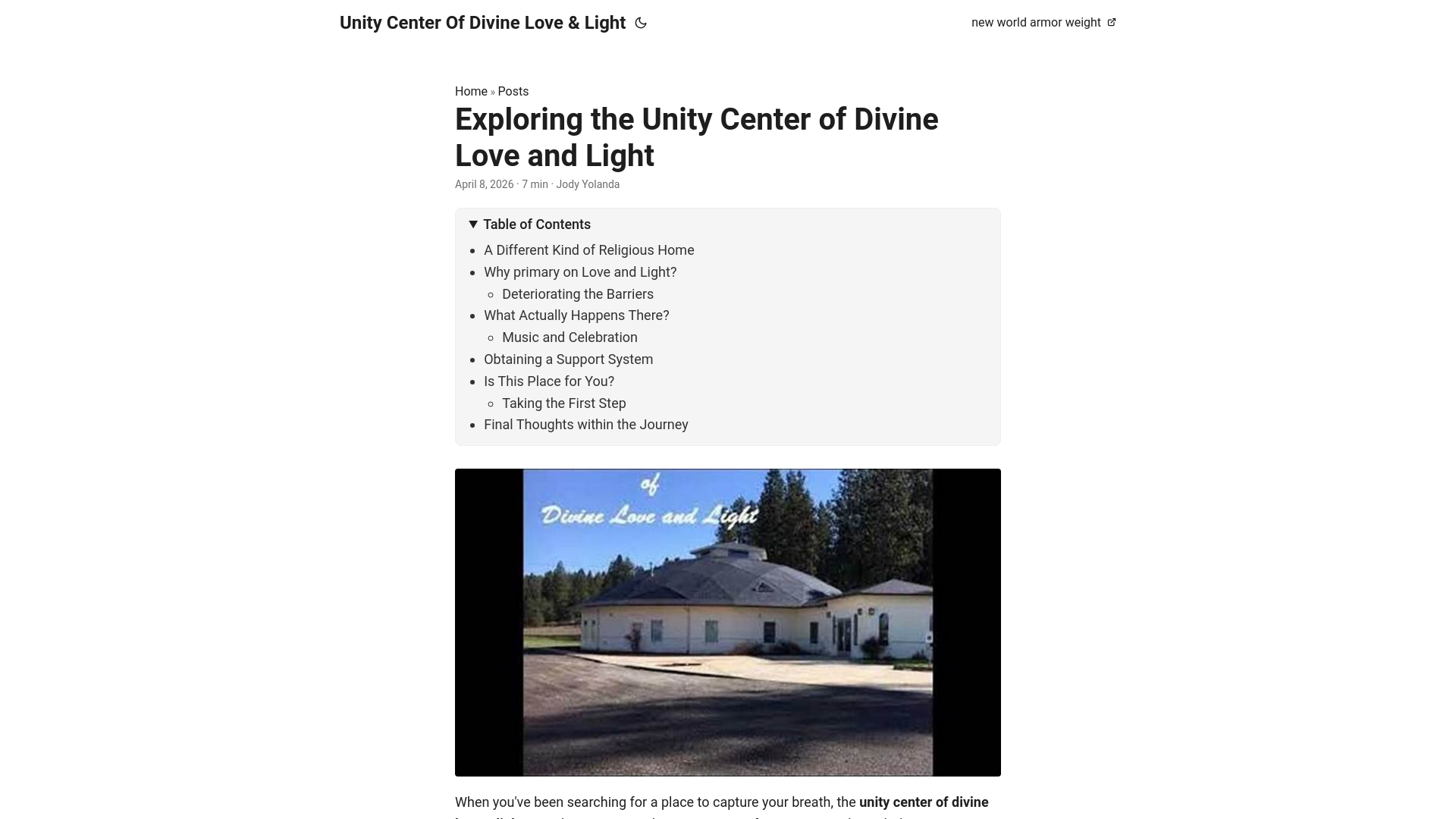 website screenshot of https://unity-center-of-divine-love--light.pages.dev/