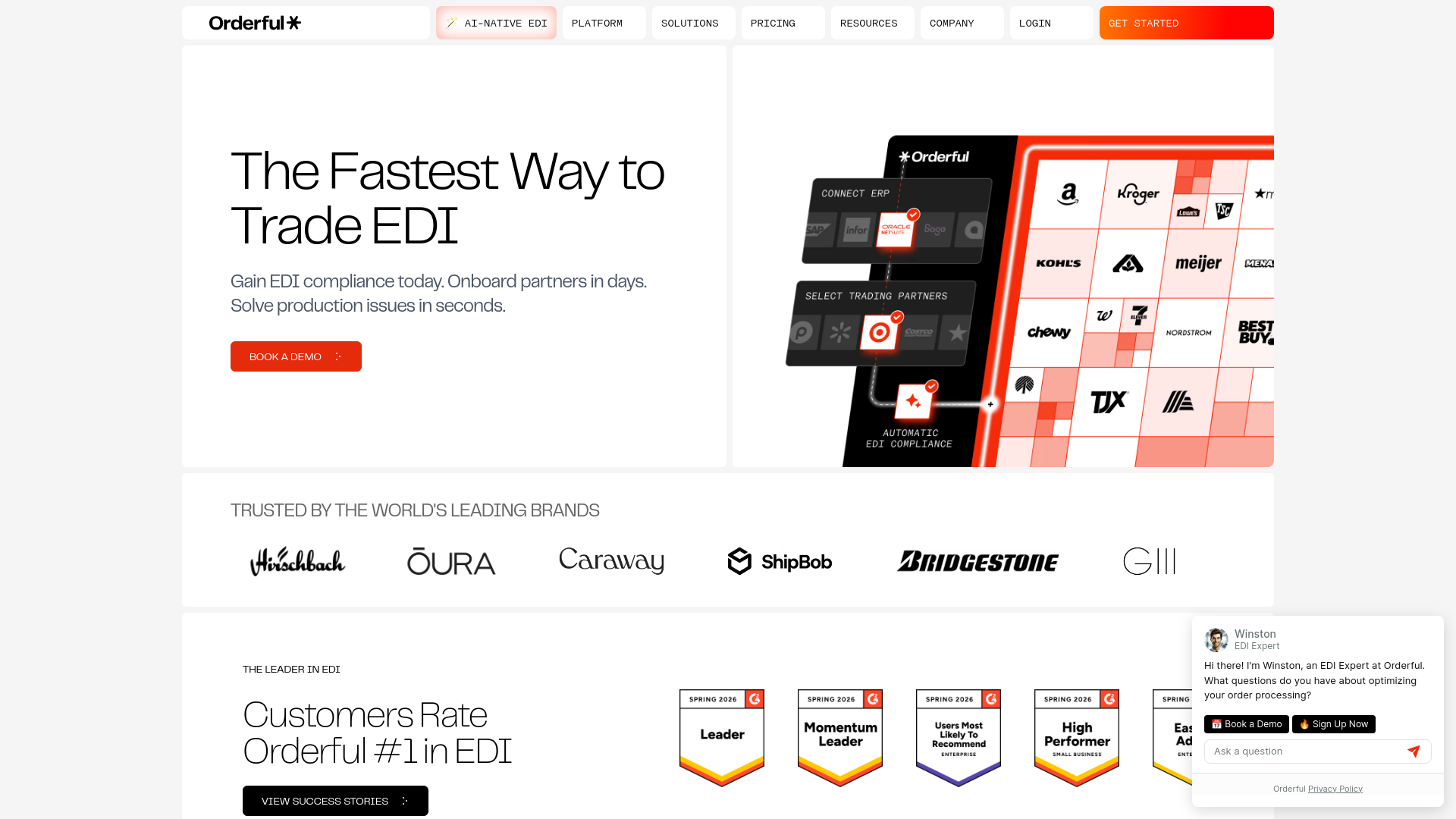 website screenshot of https://orderfulb2b.com/