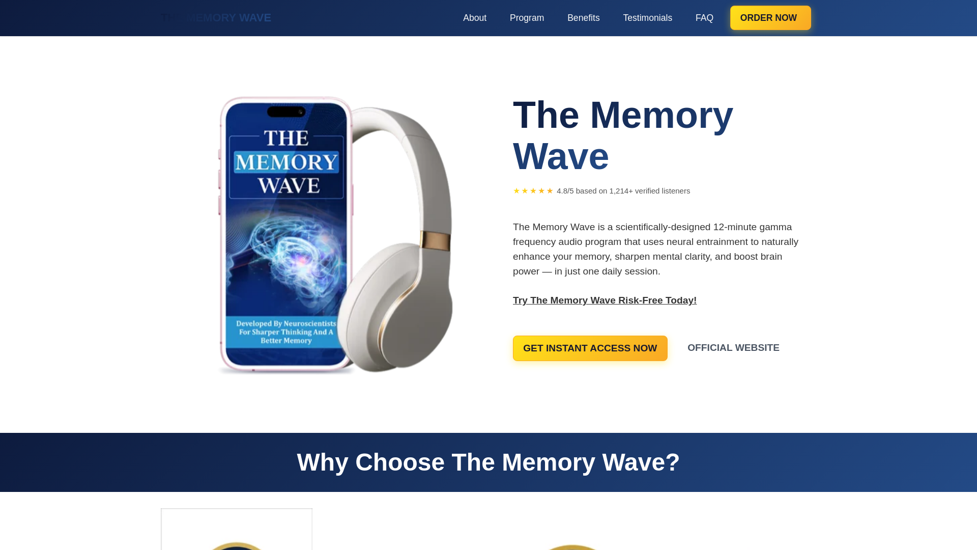 website screenshot of https://mymemorywave.com/