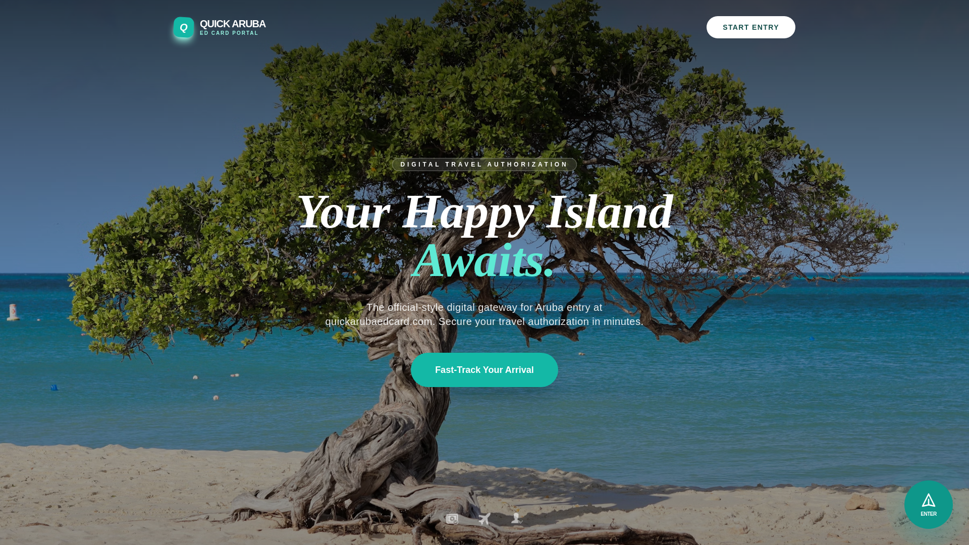 website screenshot of https://quickarubaedcard.com/