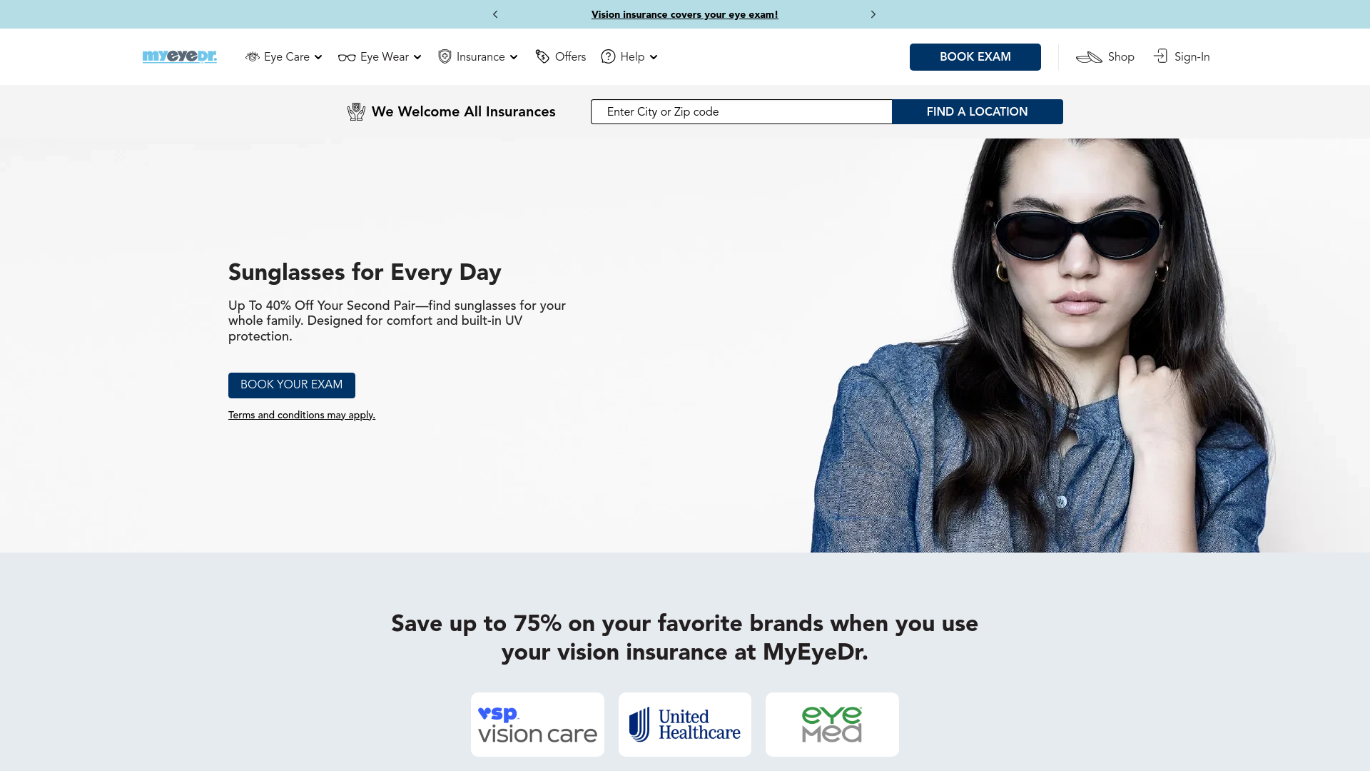 website screenshot of https://www.myeyedr.com/