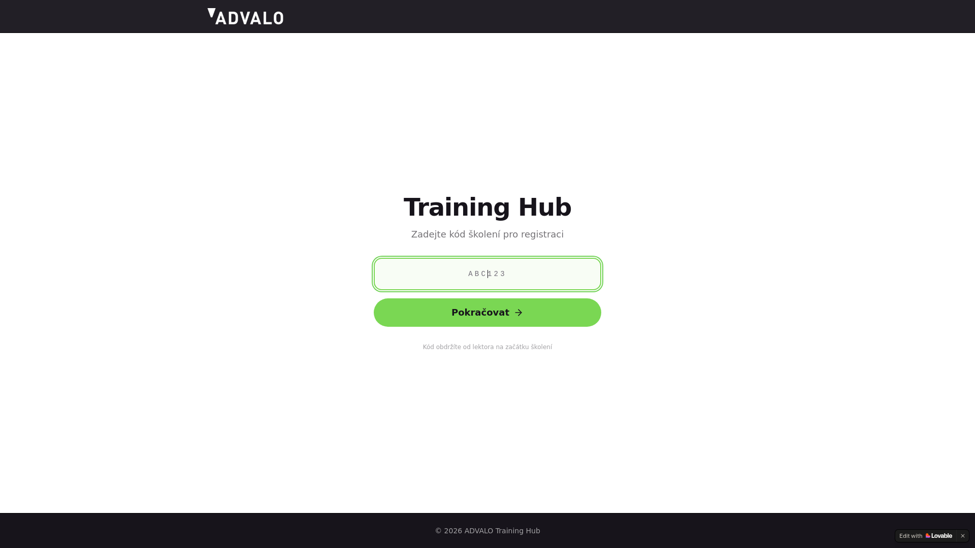 website screenshot of https://hub-advalo.cz/