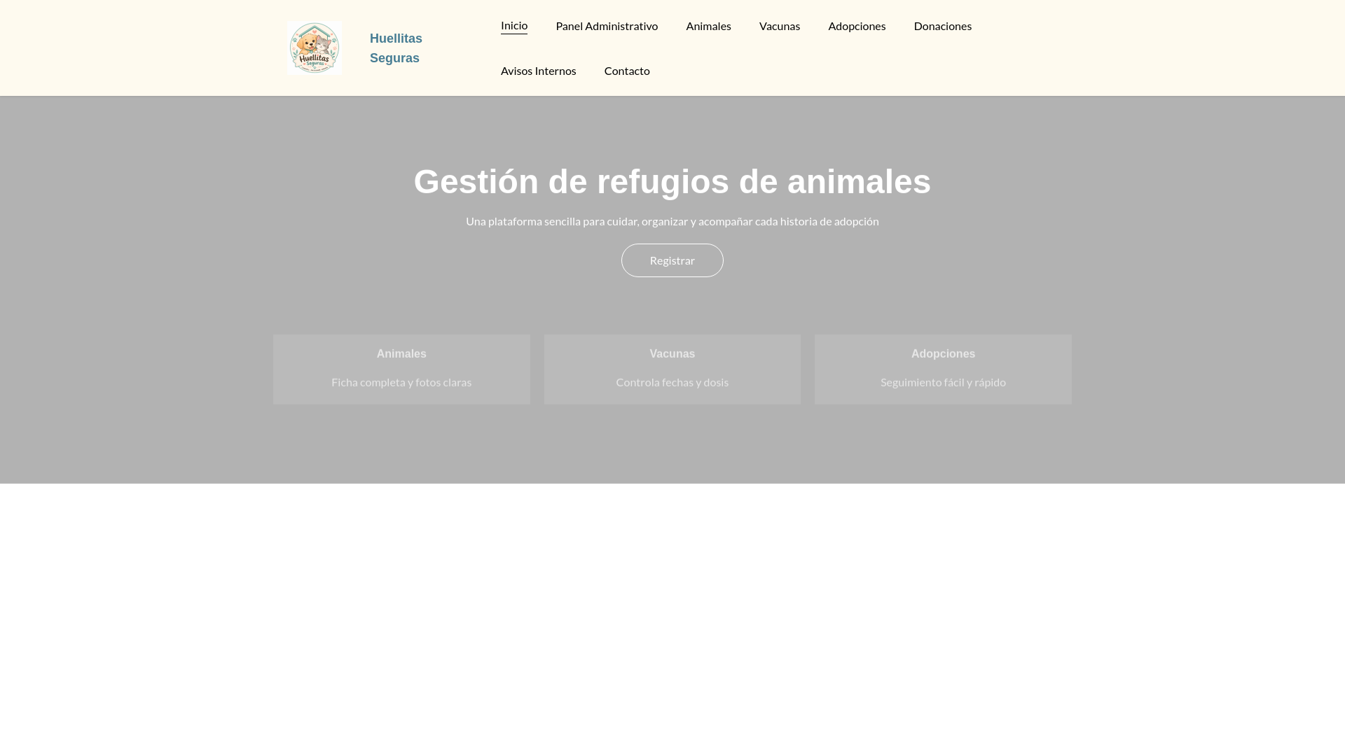 website screenshot of https://huellitasseguras.online/