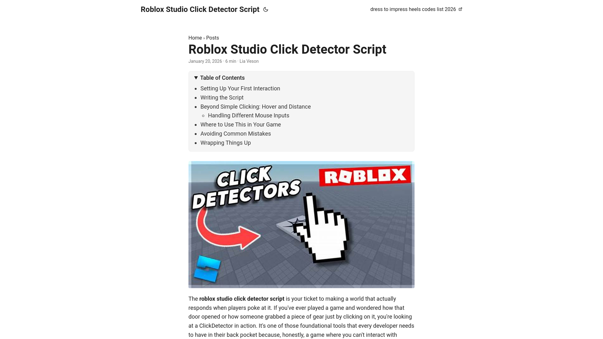 website screenshot of https://robloxstudioclickdetectorscript.pages.dev/