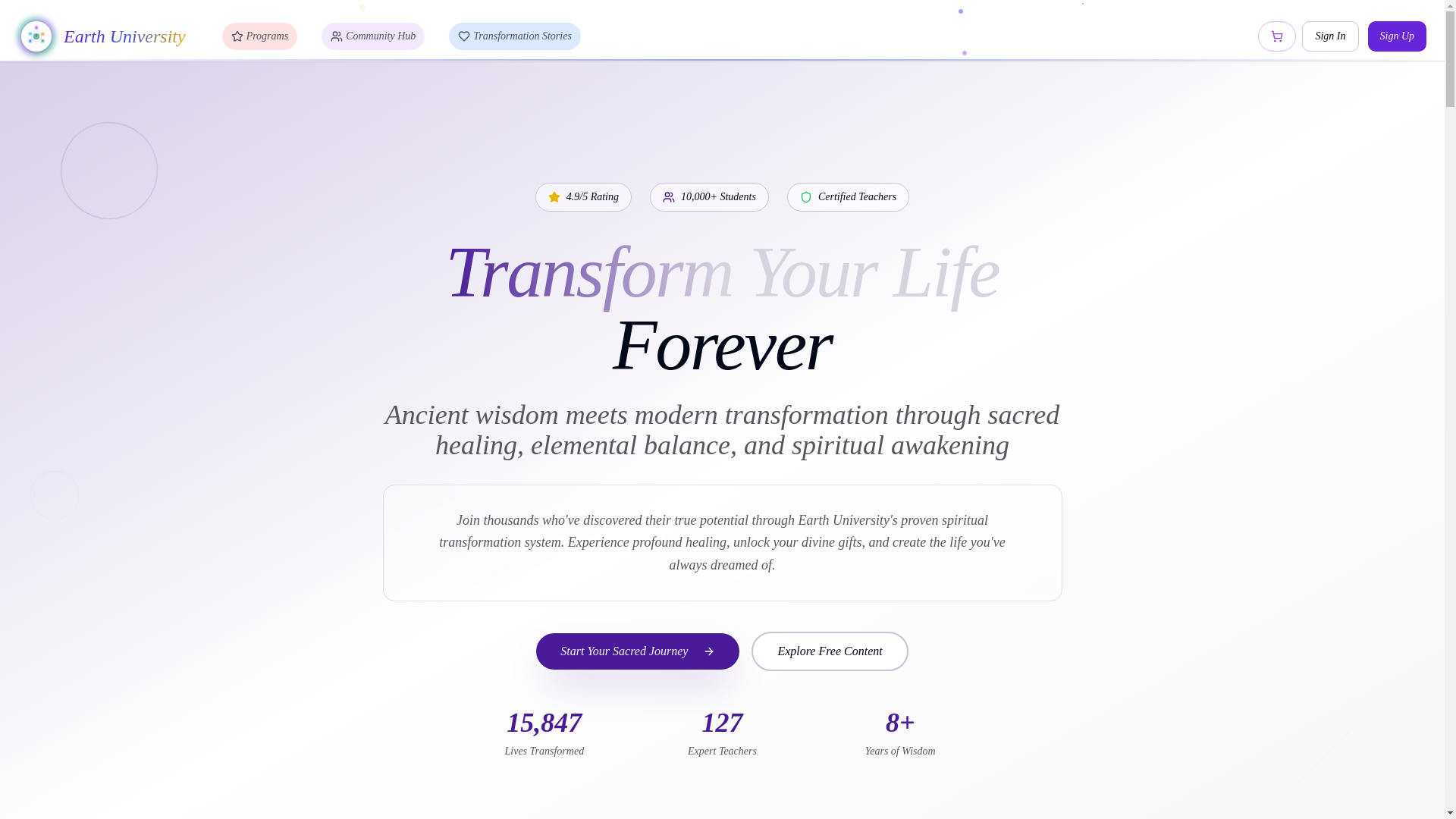 website screenshot of https://earth-university-prelive.pages.dev/