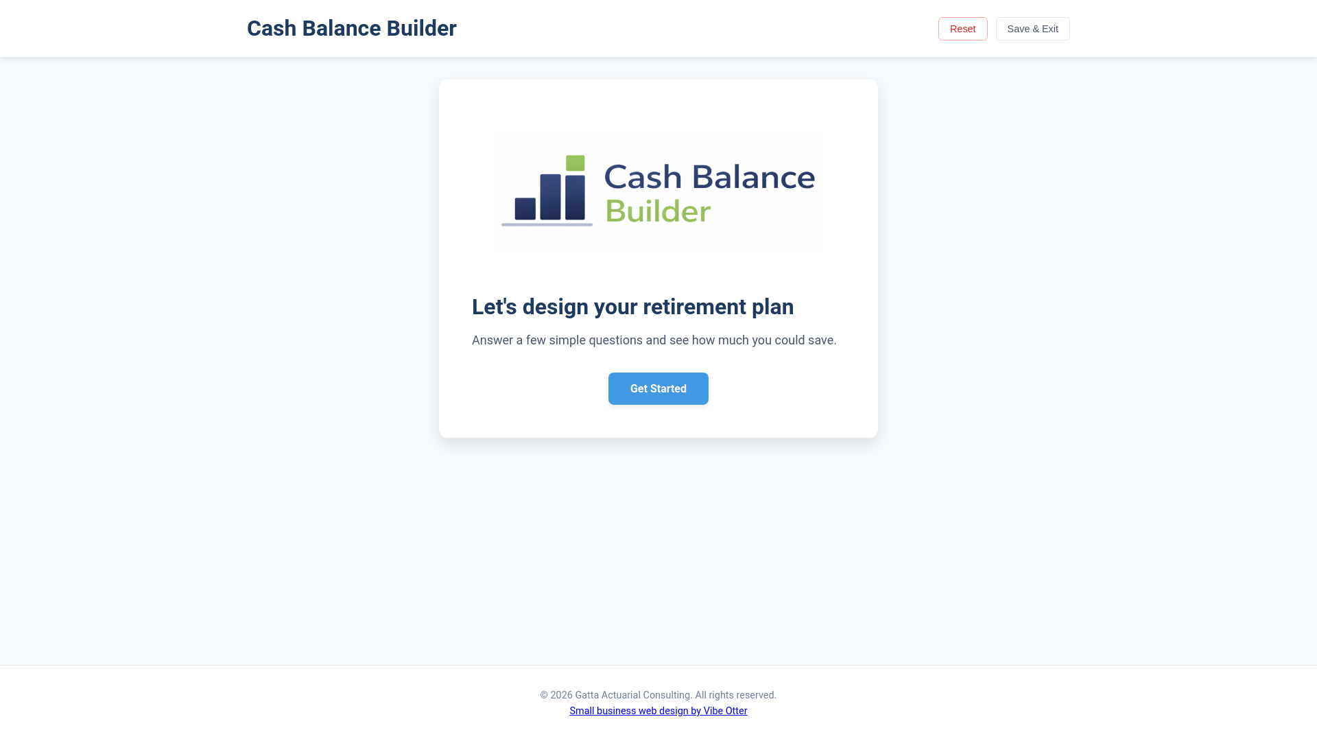 website screenshot of https://cashbalancetool.com