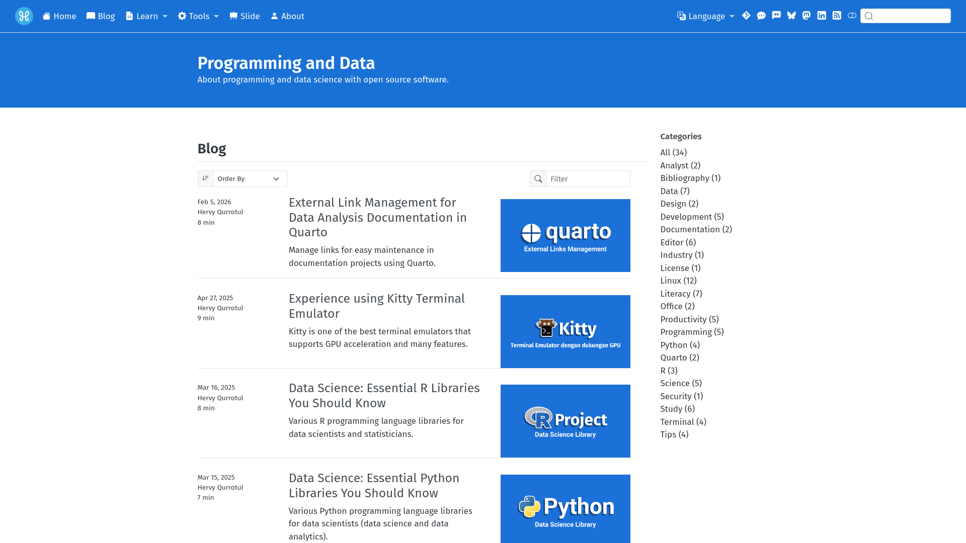 website screenshot of https://hervyqa.dev/