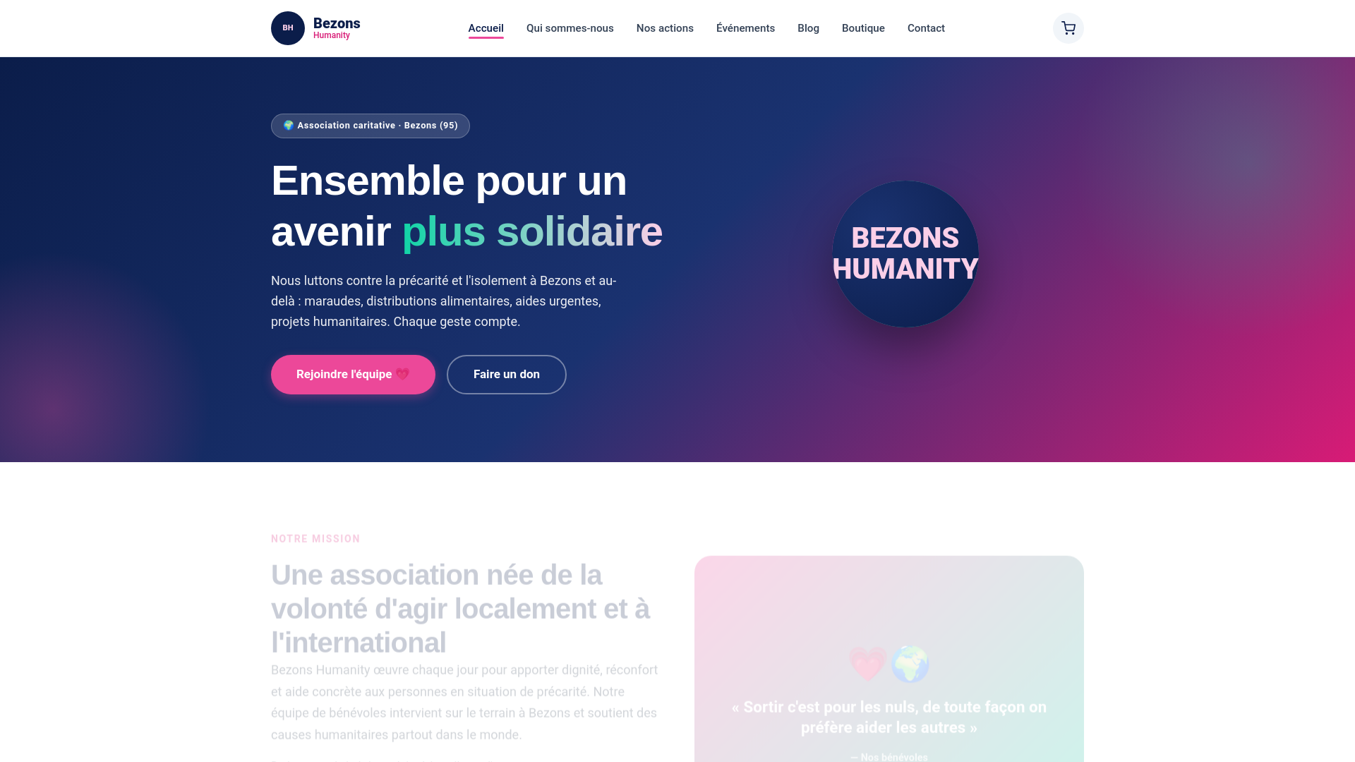 website screenshot of https://bezonshumanity.fr/