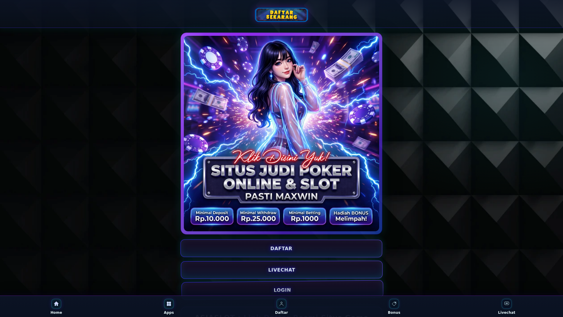 website screenshot of https://projekrangking.pages.dev/