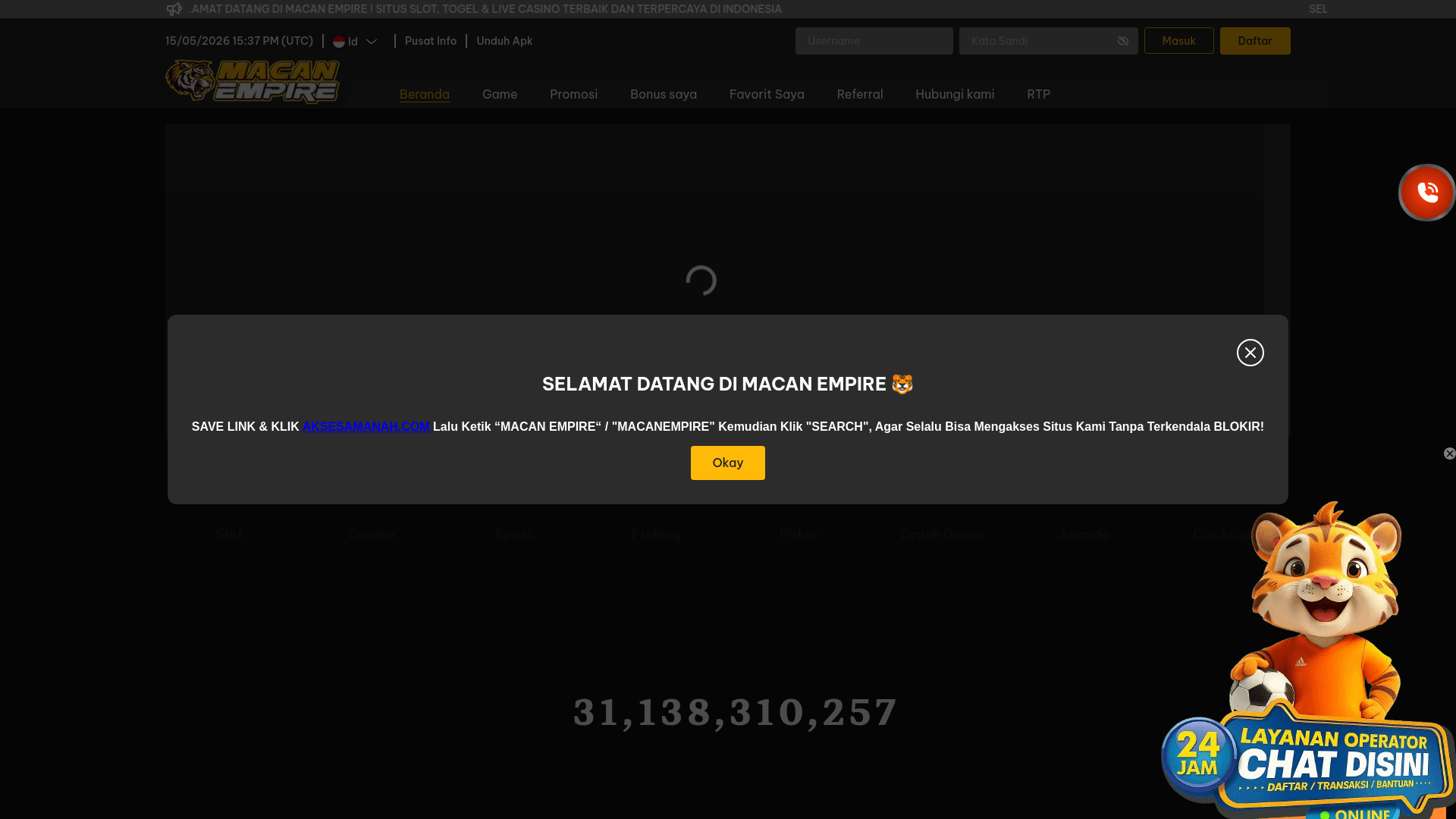 website screenshot of https://macanempire-id.pages.dev/