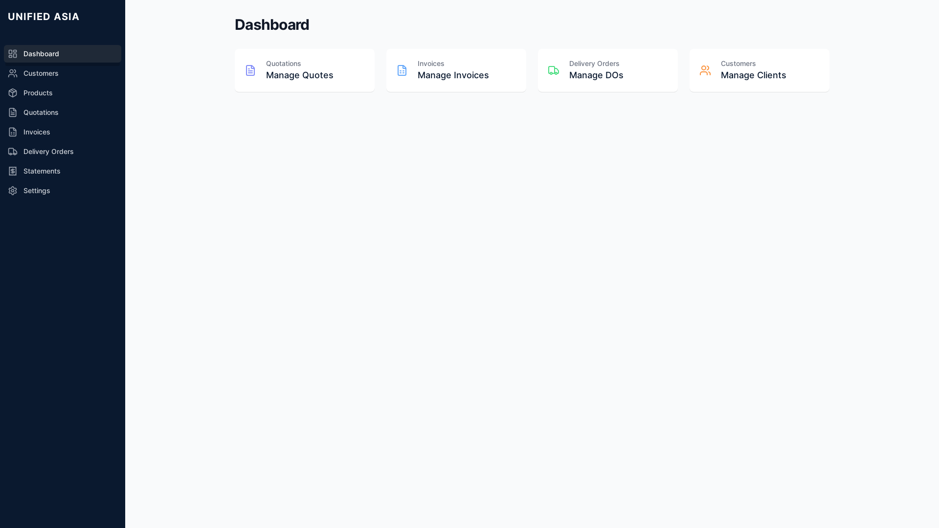 website screenshot of https://unified-asia-invoice-system.pages.dev/