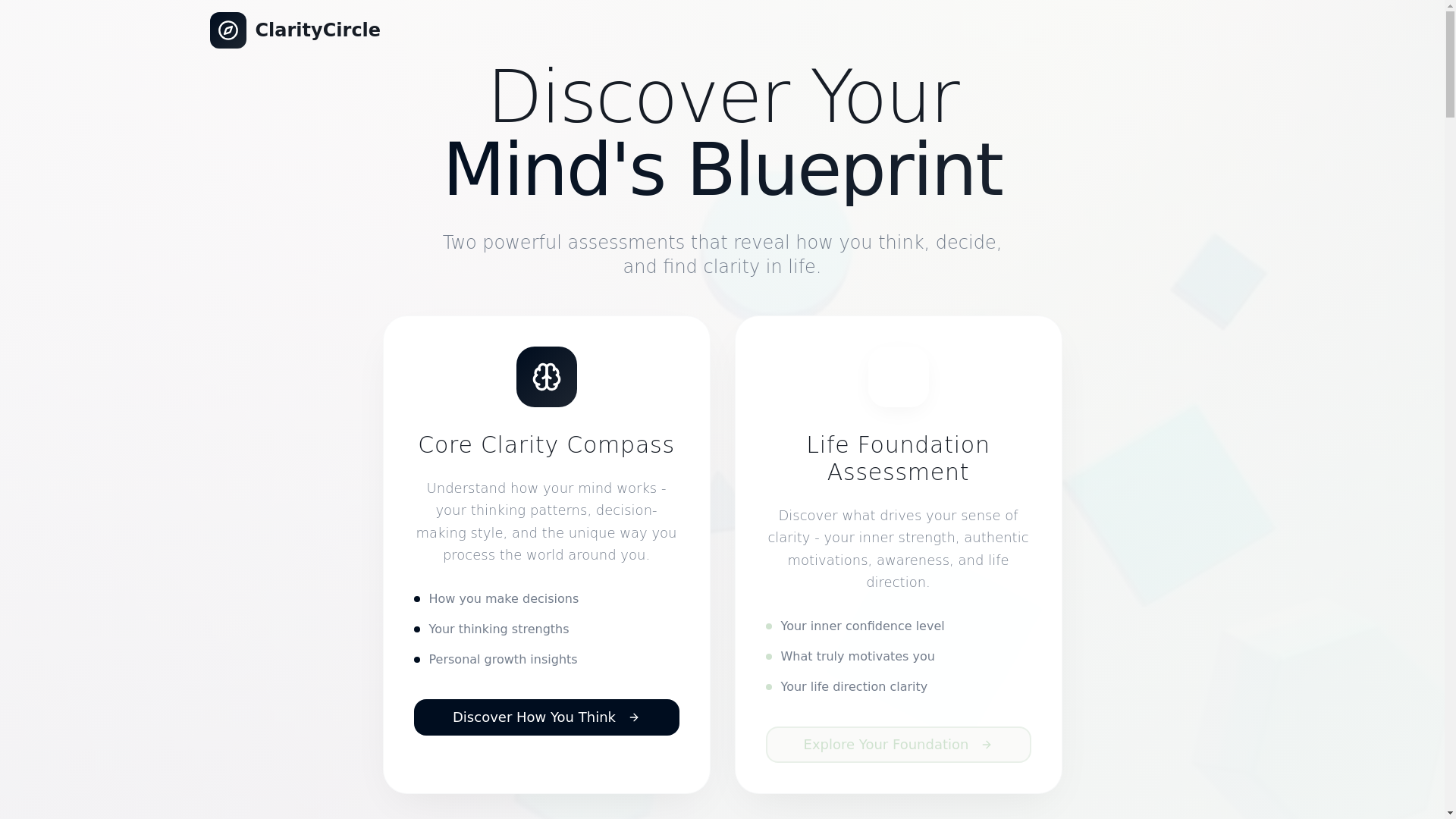 website screenshot of https://claritycircle.app/